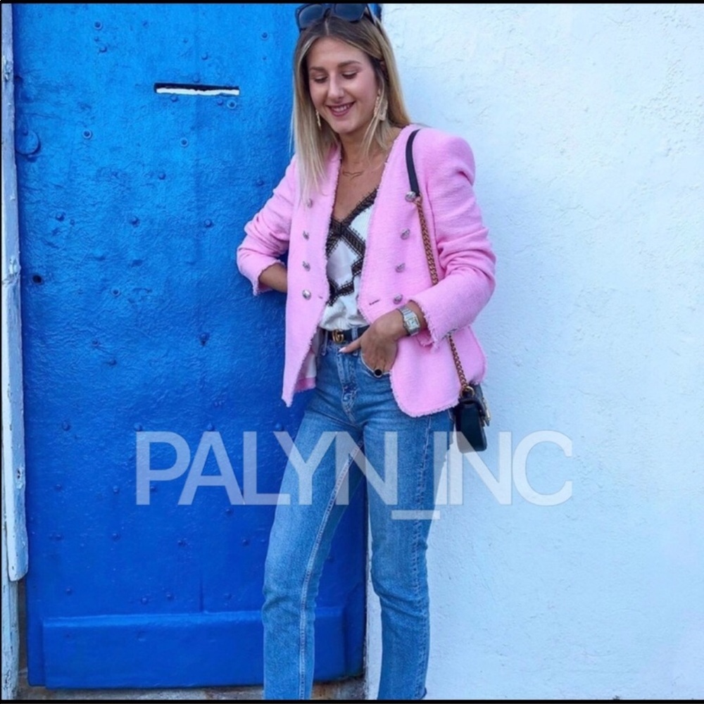 Last one! ZARA 💕 PINK TWEED JACKET M - Picture 11 of 12